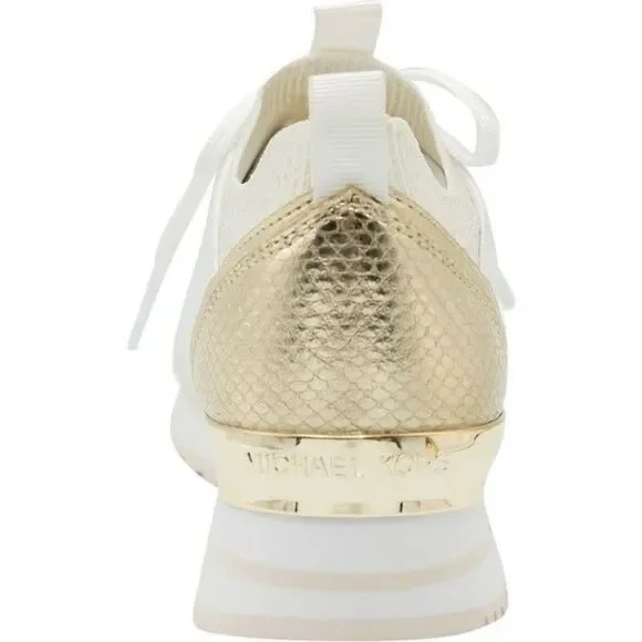 Michael Kors Dash Knit Trainer NIB Tennis Shoe Sneaker Gold White Size 6 - Picture 9 of 10